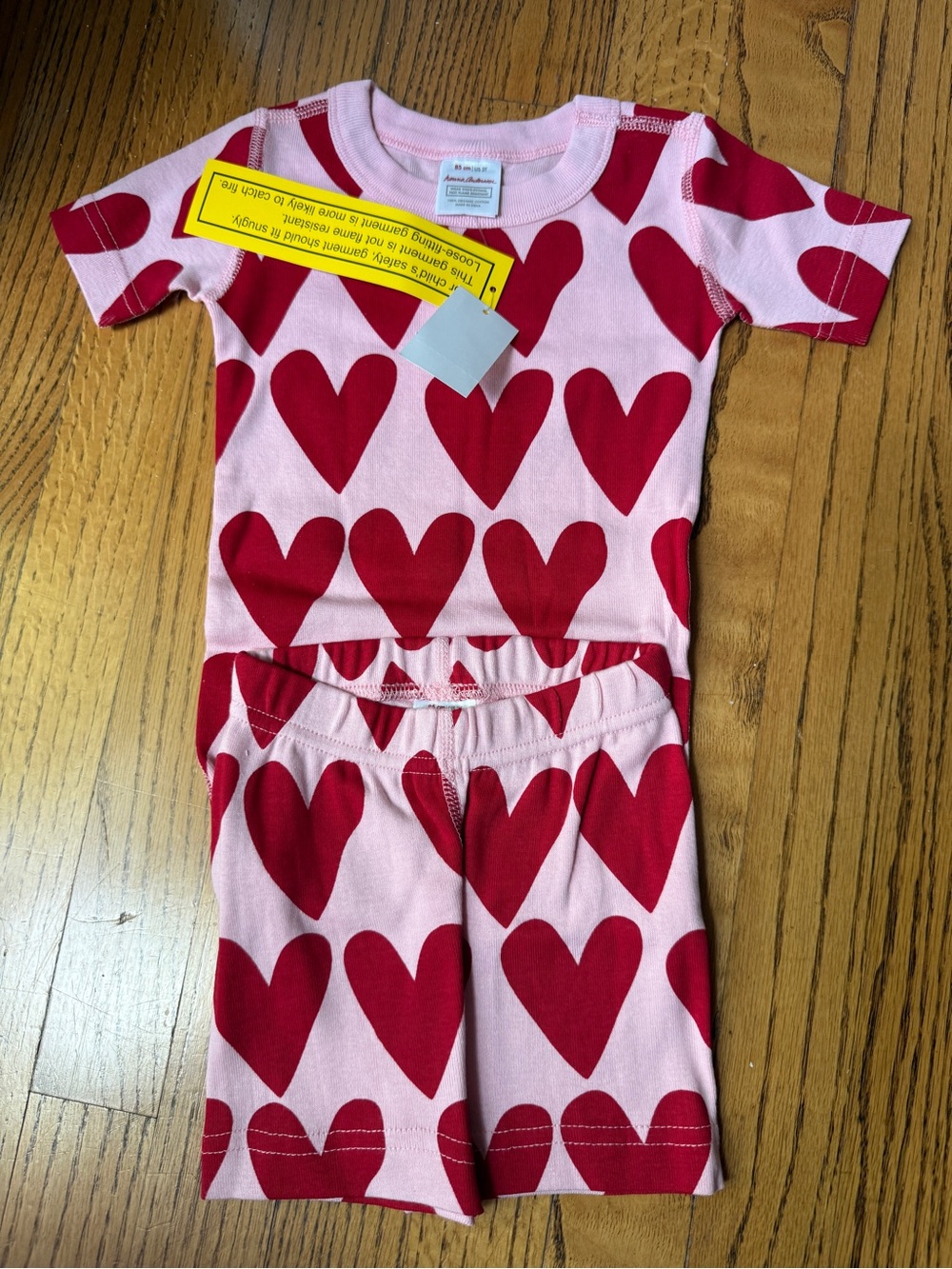 Kids Pink and Red Heart Short Pajama Set Hanna Andersson 2
